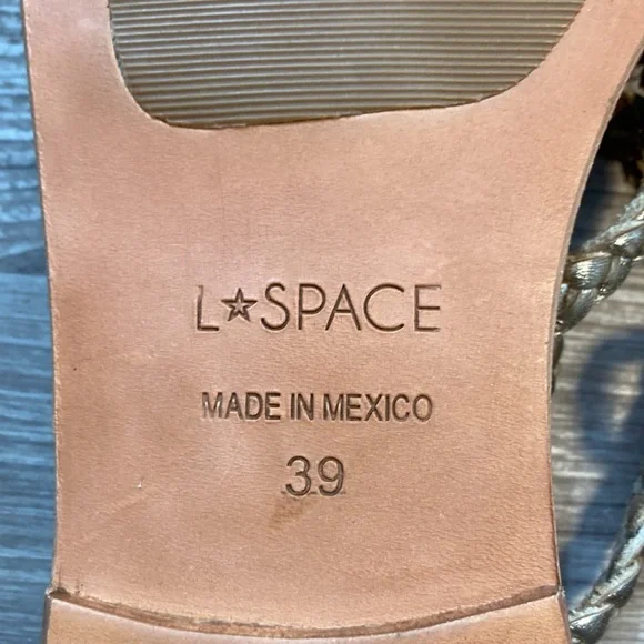 L*Space Hermosa braided sandals gold leather 39/9 - Picture 7 of 15